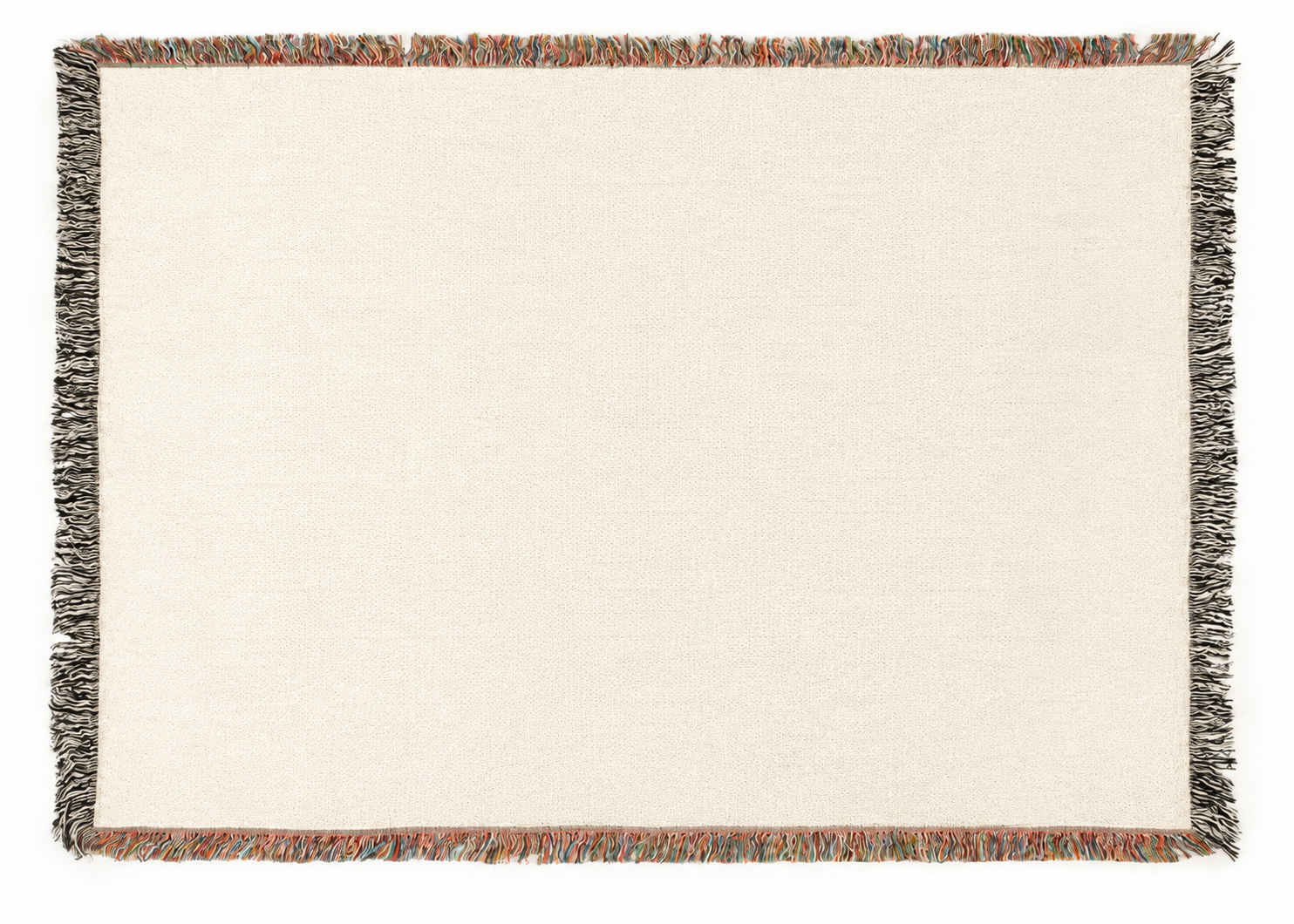 Illustrative flat woven blanket with fringe